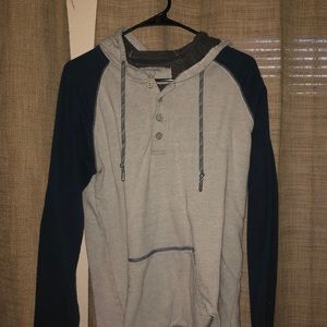 Departwest hoodie gray with navy sleeves
